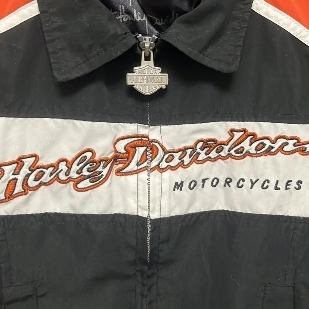 HARLEY Davidson- black and orange polyester full zip jacket